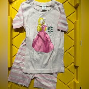 Hanna Andersson Disney Pink and White Princess Pajama Set size 6/7